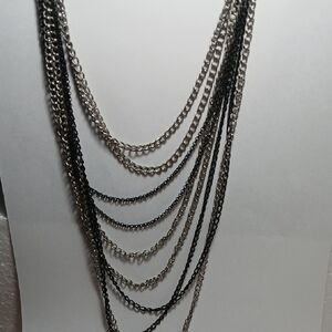 Elegant Black and Silver Layered Necklace